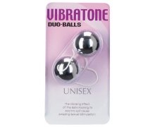 Vibratone Duo-Balls, серебристые — вагинальные шарики со смещенным центром, ⌀3.5 см