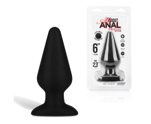 Butt Plug 6", черная — анальная пробка из ультрабархатистого силикона, 15×6 см