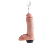 8" Squirting Cock with Balls, телесный — реалистичный фаллоимитатор с эффектом семяизвержения, 20.3×5 см