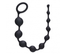 Long Pleasure Chain, черная — длинная анальная цепочка из силикона, 35×2.6 см