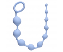 Long Pleasure Chain, голубая — длинная анальная цепочка из силикона, 35×2.6 см