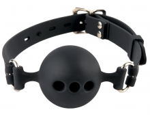 Кляп-шар с отверстиями для дыхания Pipedream Silicone Breathable Ball Gag Small, чёрный