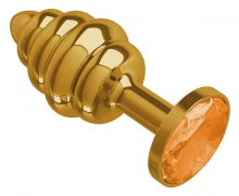 Золотистая пробка с рёбрышками и оранжевым кристаллом, ⌀2.9 см