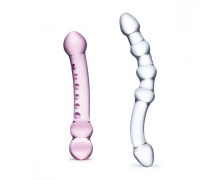 Набор из 2 стеклянных двухголовых фаллоимитаторов Double Pleasure Glass Dildo Set