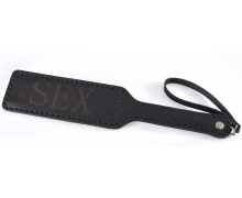 Черная гладкая шлепалка SEX, 35 см