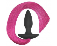 Анальная пробка с хвостом Silicone Anal Plug with Pony Tail, розовый хвост