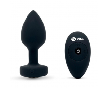 Вибропробка с кристаллом на пульте ДУ b-Vibe Vibrating Jewel Plug M/L, черная