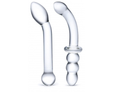 Набор из 2 стеклянных изогнутых фаллоимитаторов Handblown Glass Dildo Set