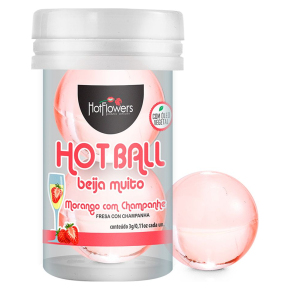 Лубрикант на масляной основе с ароматом клубники и шампанского Hot Ball Beija Muito, 6 г