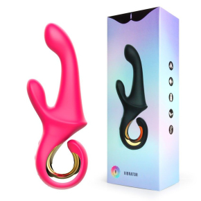 Вибратор со стимулятором клитора и ручкой-кольцом Vibrator