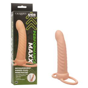 Насадка для двойного проникновения с вибрацией Rechargeable Ribbed Dual Penetrator