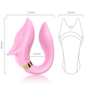 Вибромассажер для пар с пультом ДУ Silicone Toys Fox, розовый