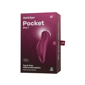 Вакуум-волновой стимулятор клитора с вибрацией Satisfyer Pocket Pro 1, малиновый