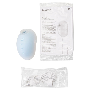 Вакуум-волновой стимулятор клитора с вибрацией Satisfyer Cutie Ghost, голубой