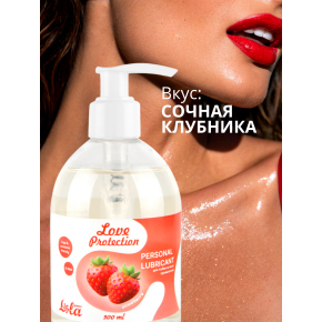 Увлажняющий лубрикант на водной основе с ароматом клубники Love Protection Strawberry, 300 мл