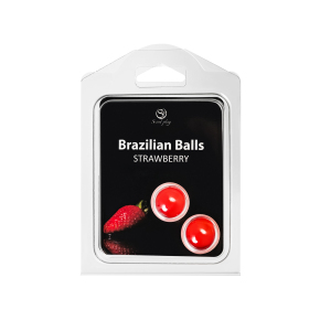 Набор из 2 шариков с массажным маслом с ароматом клубники Brazilian Balls