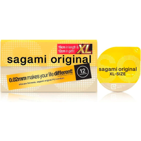 Полиуретановые ультратонкие презервативы увеличенного размера Sagami Original 0.02 XL-size, 12 шт.