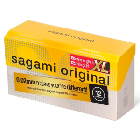 Полиуретановые ультратонкие презервативы увеличенного размера Sagami Original 0.02 XL-size, 12 шт.