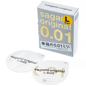 Полиуретановые презервативы Sagami Original 0.01 L-size, 2 шт.