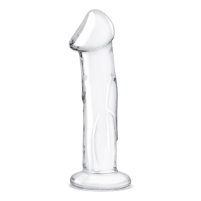 Стеклянный фаллоимитатор 6’’ Glass Dildo With Veins & Flat Base