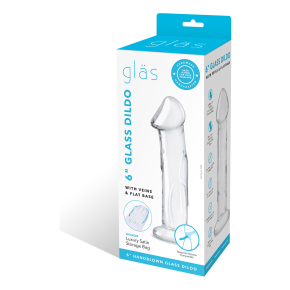 Стеклянный фаллоимитатор 6’’ Glass Dildo With Veins & Flat Base