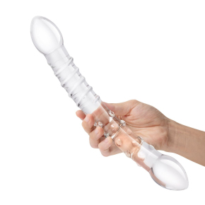 Двусторонний стеклянный фаллоимитатор 12’’ Girthy Double Trouble Glass Dildo