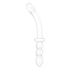 Изогнутый стеклянный фаллоимитатор 12’’ Girthy Ribbed G-Spot Glass Dildo With Handle Grip Double Ended