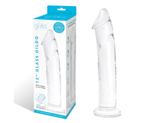 Большой стеклянный стимулятор 12’’ Glass Dildo With Veins & Flat Base