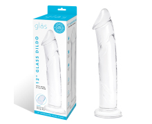 Большой стеклянный стимулятор 12’’ Glass Dildo With Veins & Flat Base