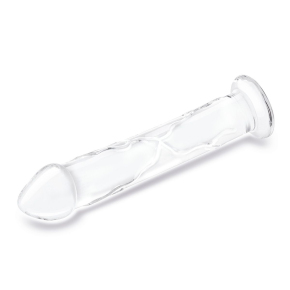 Большой стеклянный стимулятор 12’’ Glass Dildo With Veins & Flat Base