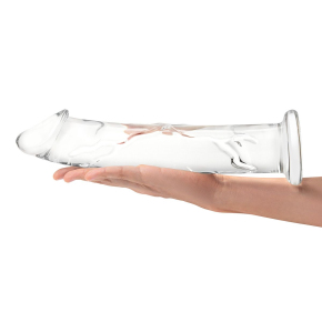 Большой стеклянный стимулятор 12’’ Glass Dildo With Veins & Flat Base