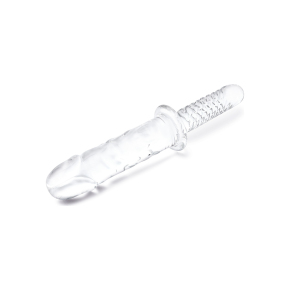 Большой стеклянный стимулятор с рукоятью 11’’ Girthy Cock Double Ended With Handle