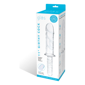 Большой стеклянный стимулятор с рукоятью 11’’ Girthy Cock Double Ended With Handle