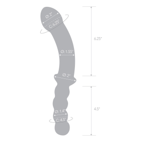 Стеклянный двусторонний фаллоимитатор 12.5’’ Girthy Double Sided Dong With Anal Bead Grip Handle