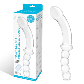 Стеклянный двусторонний фаллоимитатор 12.5’’ Girthy Double Sided Dong With Anal Bead Grip Handle
