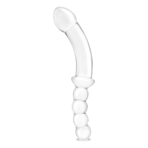 Стеклянный двусторонний фаллоимитатор 12.5’’ Girthy Double Sided Dong With Anal Bead Grip Handle