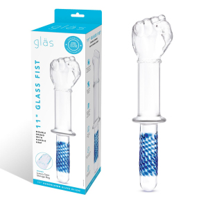 Стеклянный стимулятор в форме сжатой в кулак руки 11’’ Glass Fist Double Ended With Handle Grip