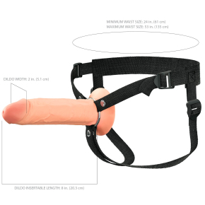 Пустотелый фаллопротез Fantasy X-tensions Elite 8" Hollow Silicone Strap-On