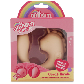 Нежно-розовый С-образный вибромассажер с режимом пульсации Unihorn C-Horse Coral Throb
