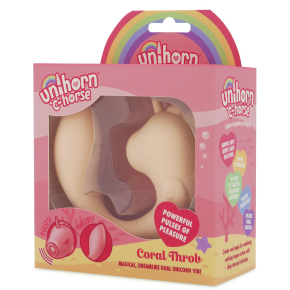 Нежно-розовый С-образный вибромассажер с режимом пульсации Unihorn C-Horse Coral Throb