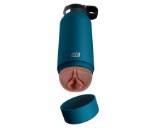Смуглый мастурбатор-вагина в синей колбе Pipedream PDX Plus F*ck Flask