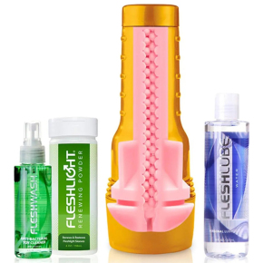 Набор Fleshlight Stamina Training Value Pack: мастурбатор, крепление, смазка, очиститель, порошок