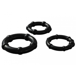 Набор из 3 черных эрекционных колец Adrien Lastic Babooom Ring Set
