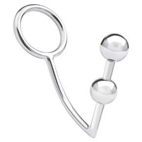 Анальный стимулятор с кольцом на пенис Two Bead Stainless Steel Anal Hook & Cock Ring
