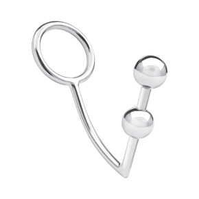 Анальный стимулятор с кольцом на пенис Two Bead Stainless Steel Anal Hook & Cock Ring