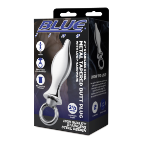Металлический плаг с кольцом BlueLine Stainless Steel Metal Tapered Butt Plug With Loop Hardware