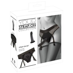 Черный женский страпон Strap-on Set: трусики и насадка