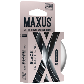 Черные утолщенные презервативы Maxus Extra Strong, 3 шт.