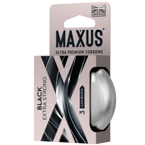 Черные утолщенные презервативы Maxus Extra Strong, 3 шт.