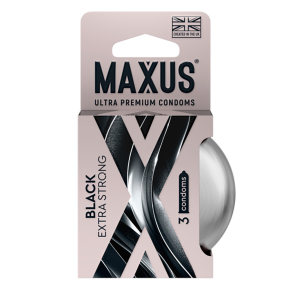 Черные утолщенные презервативы Maxus Extra Strong, 3 шт.